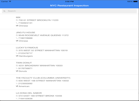 NYC Restaurant Inspections app screenshot 2