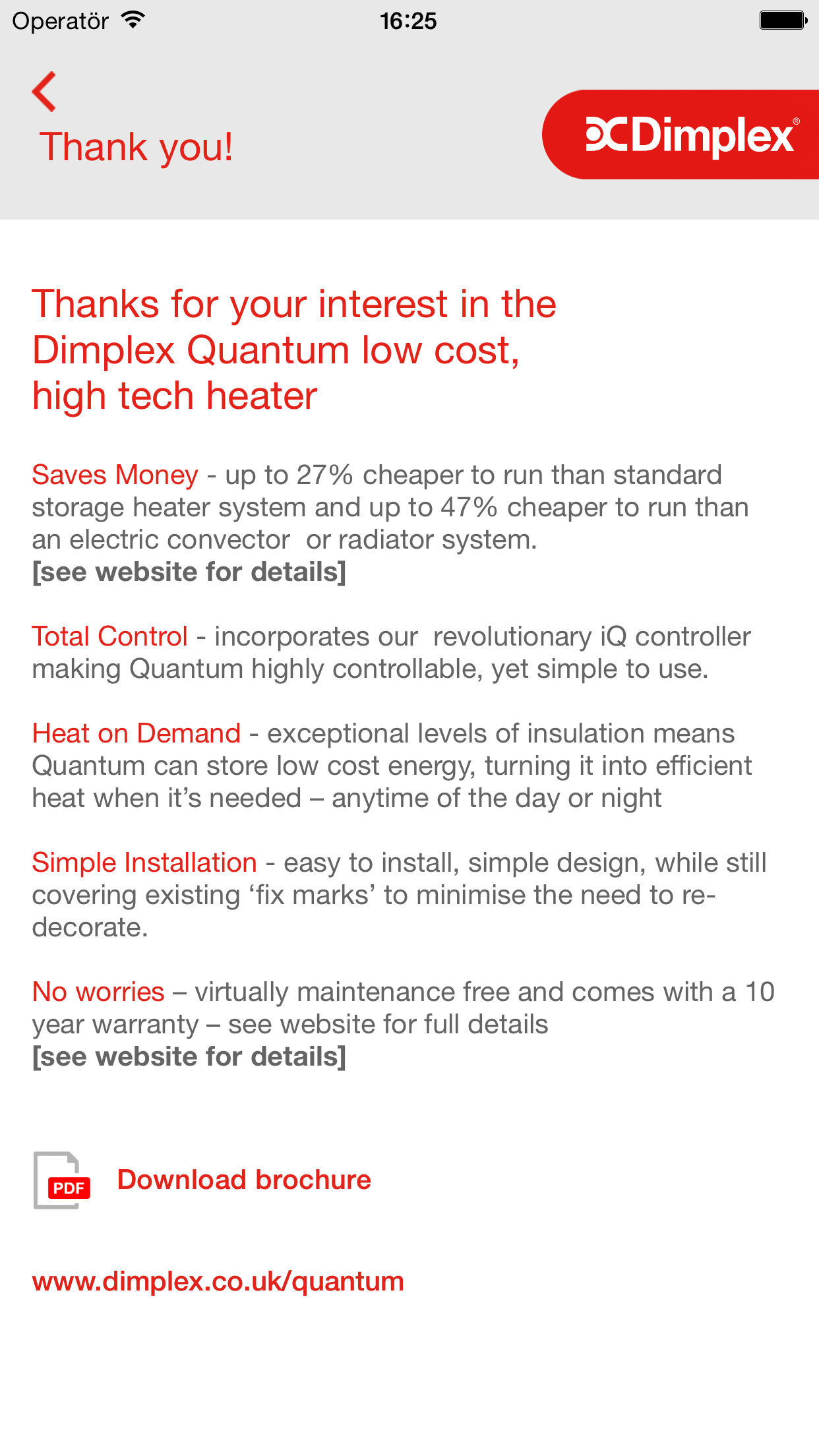 Dimplex Quantum heater sizing guide