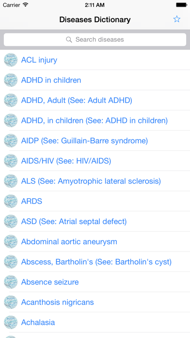 Screenshot #1 pour Diseases Dictionary Offline
