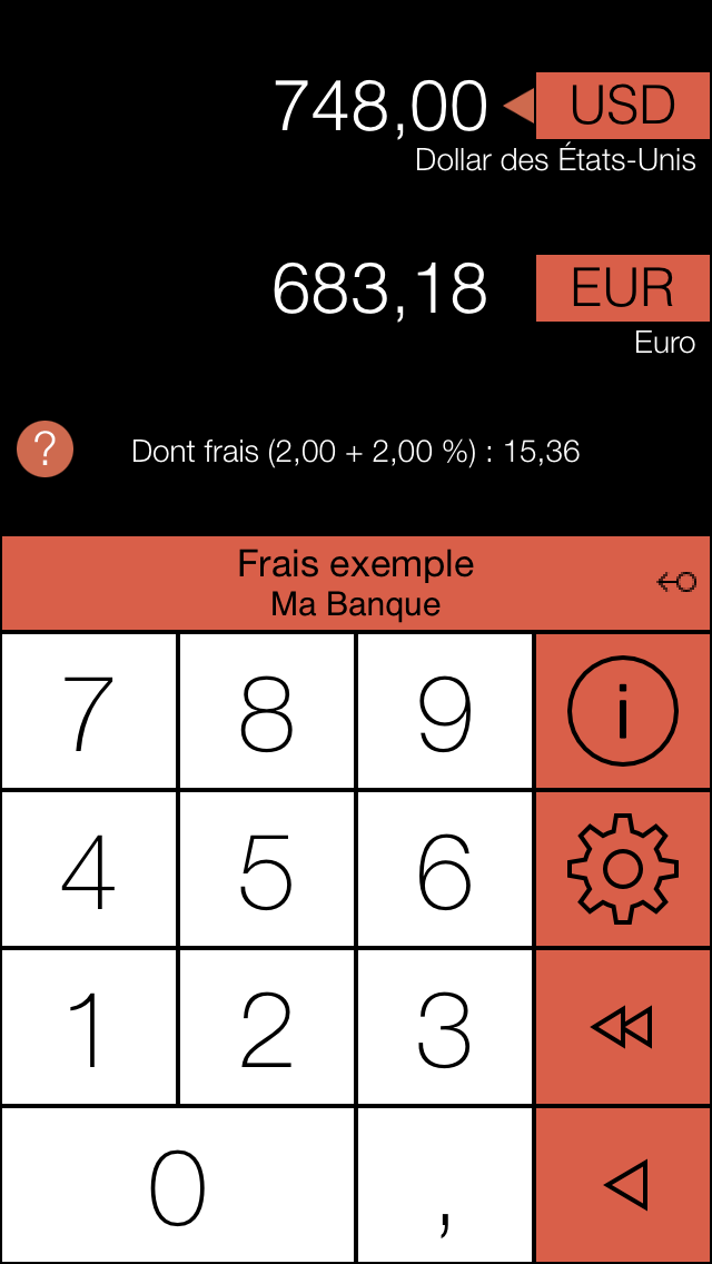 Screenshot #1 pour Convertisseur de devises avec calculateur de frais