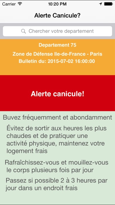 Screenshot #1 pour Alerte Canicule