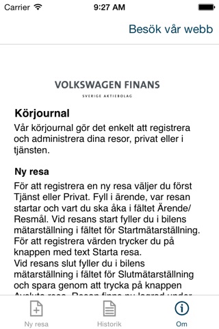 Volkswagen Finans Körjournal screenshot 4