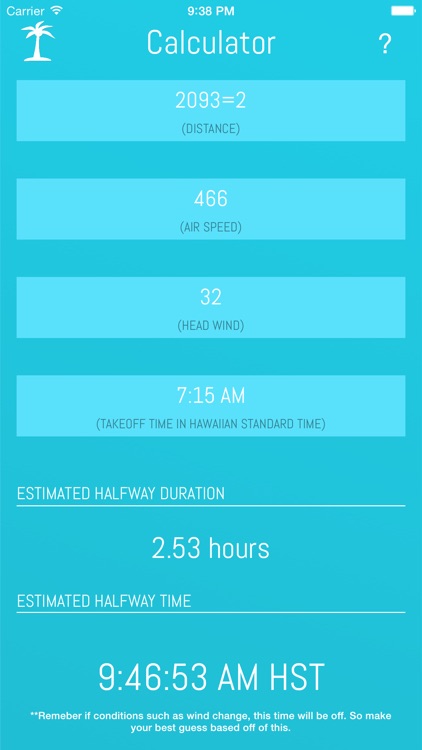 Halfway To Hawaii Calculator