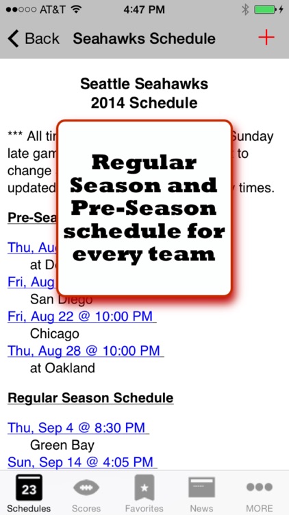 Football Schedules - NFL Edition