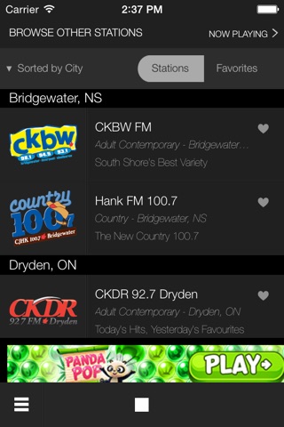 Acadia radio screenshot 2