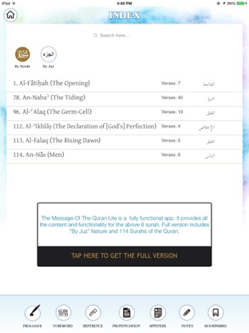 Message of the Quran Lite- Muhammad Asad's monumental translation and commentary iPad screenshot 2 - Education app