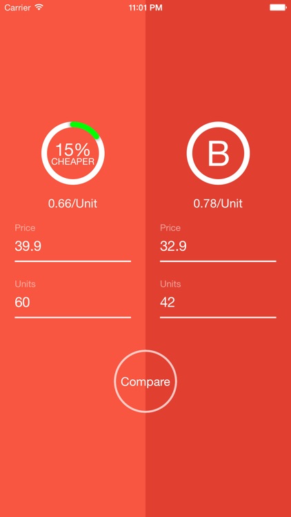 uPrice - elegant unit price calculator and comparison app
