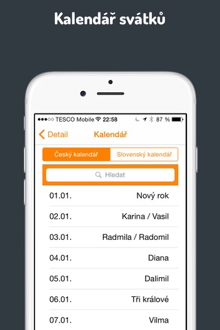 Narozeniny a svátky screenshot 4