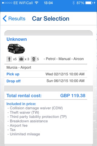 Comparison Car Hire screenshot 3