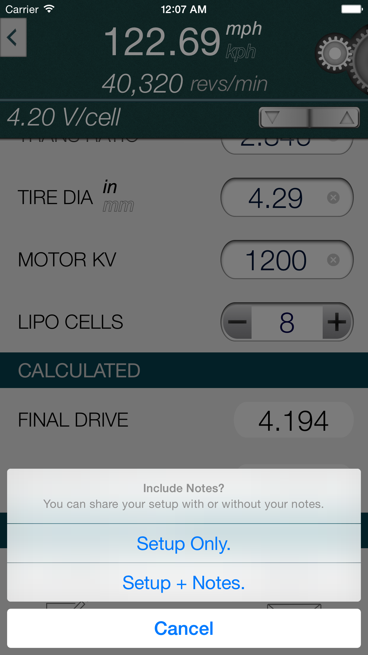 Gear Speed - Brushless RC Speed Calculator