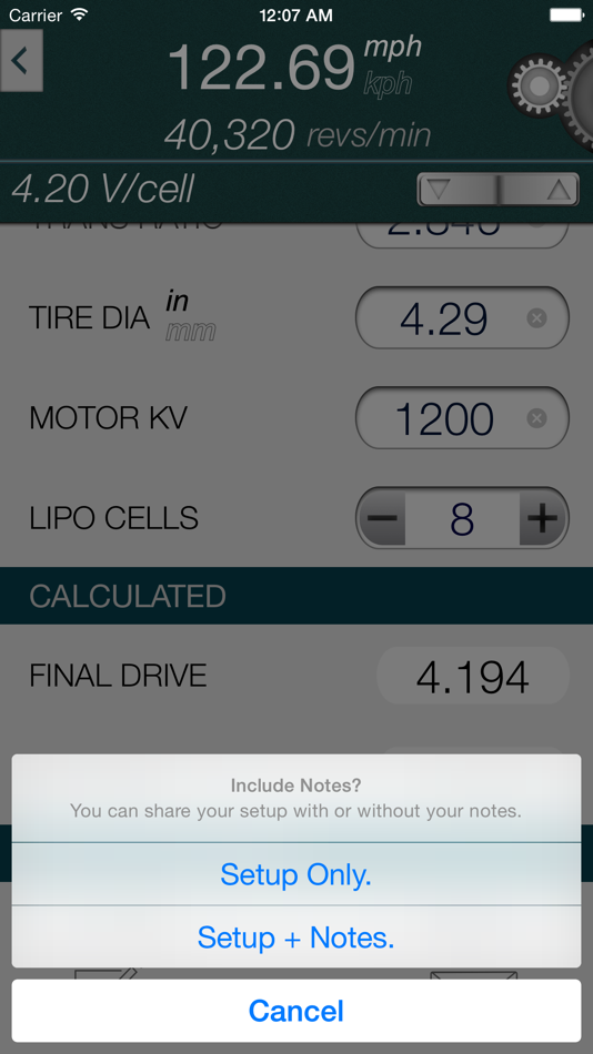 #5. Gear Speed - Brushless RC Speed Calculator (iOS) Podle: Ultra Software Solutions, LLC