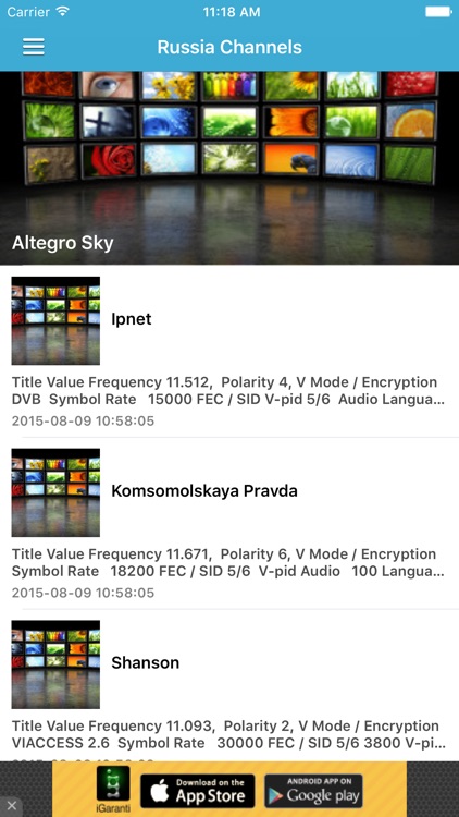 Russia TV Channels Sat Info