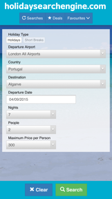 Holiday Search Engine - Vacations, Flights and Holidays Worldwide screenshot