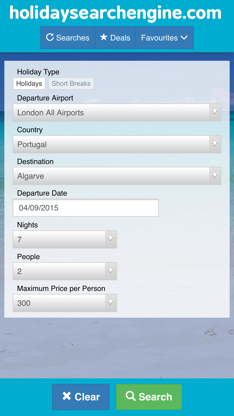 Holiday Search Engine - Vacations, Flights and Holidays Worldwide screenshot 1