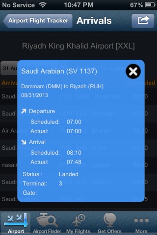 Riyadh King Kahlid Airport - Flight Tracker Premium Saudi Arabian RUH airlines screenshot 2