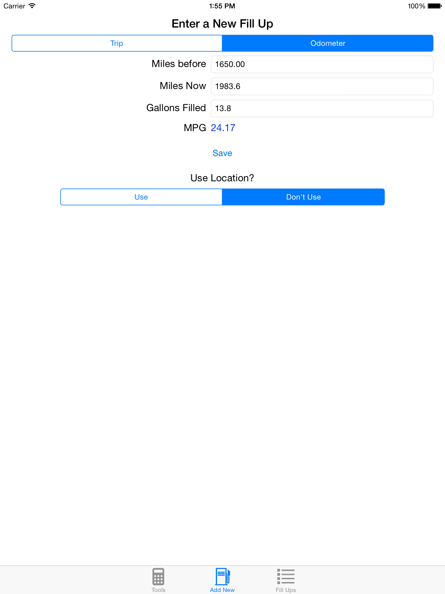 Fill Up Tracker