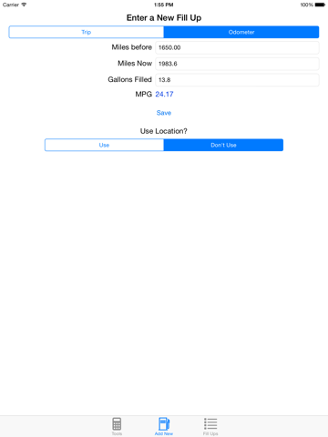 Fill Up Tracker iPad screenshot