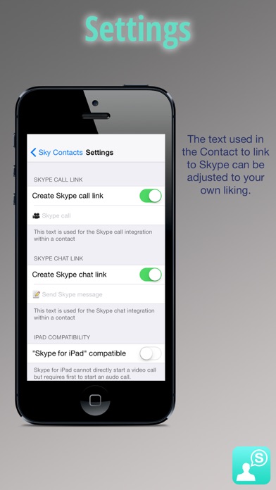 Sky Contacts - Start Skype calls and send Skype messages from your contacts Screenshot