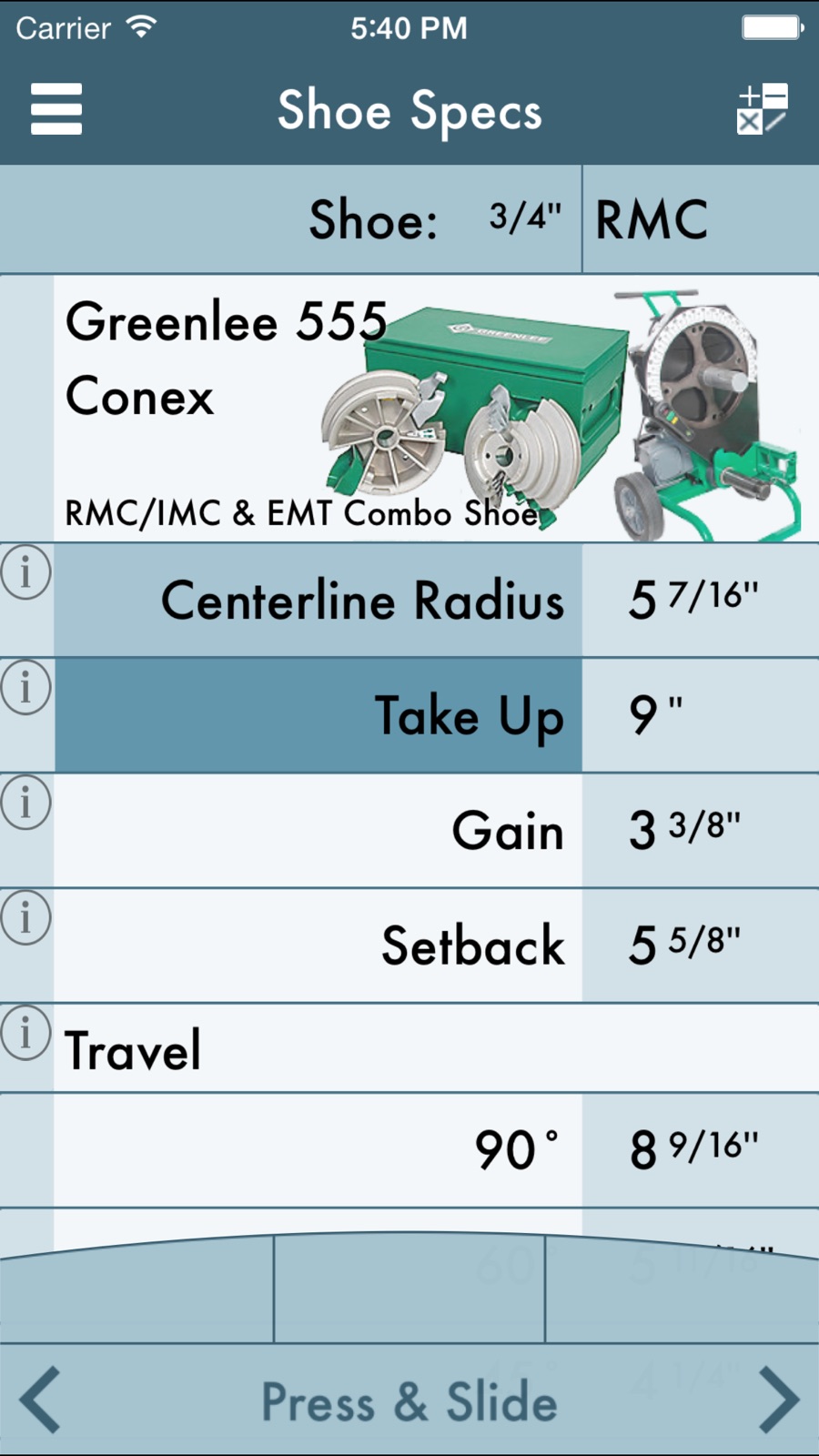 RIGID: Conduit Bending Calculator iphone screenshot 1
