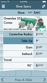 RIGID: Conduit Bending Calculator screenshot
