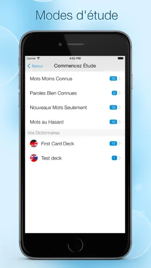 Capture d'écran de Cards On The Go: Mots App De Mémorisation D'une Langue étrangère sur iPhone 5