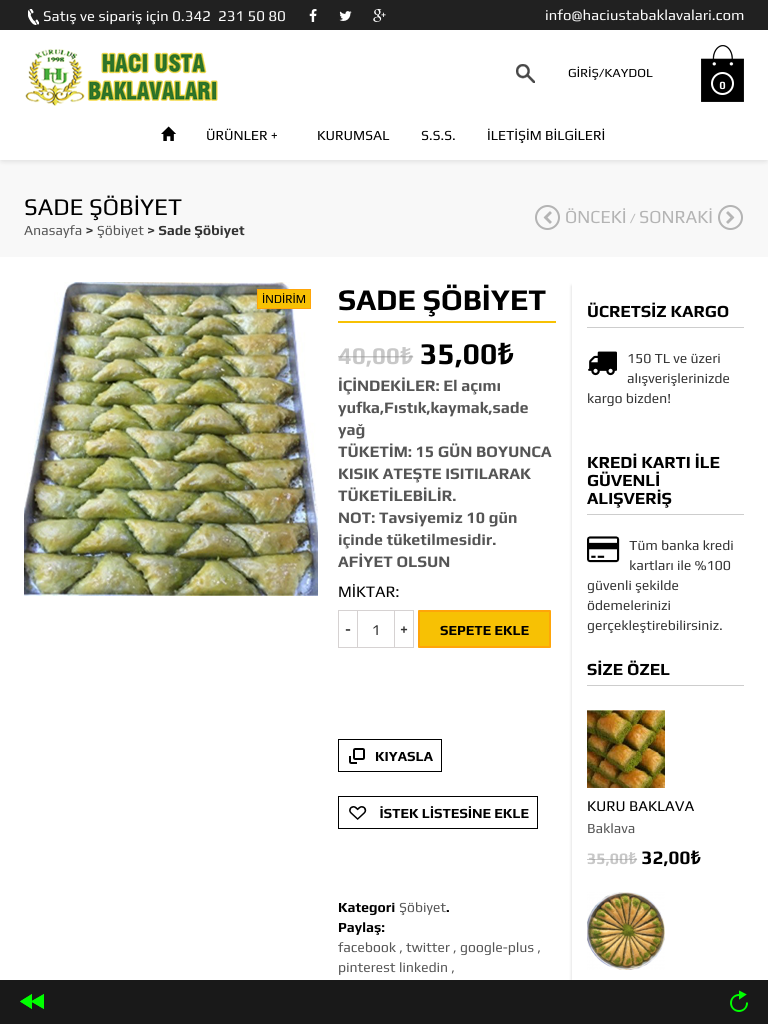 Hacı Usta Baklava Online screenshot 4