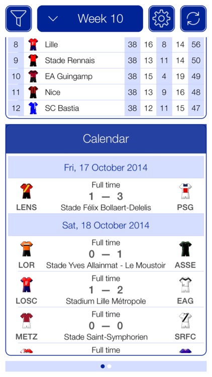 French Football League 1 2014-2015 - Mobile Match Centre