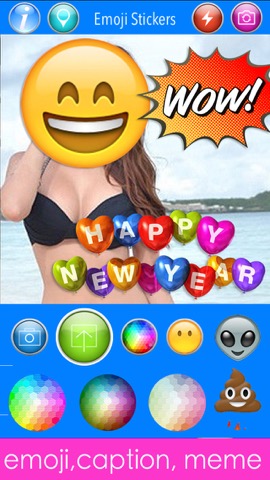 Emoji Stickers Camera (Photo Effects + Camera + Stickers + Emoji + Fun Words Meme)のおすすめ画像1