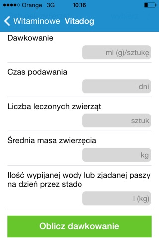 Kalkulator dawkowania Vetos-Farma screenshot 3