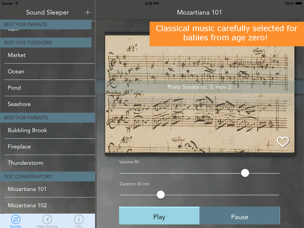 Sound Sleeper - Tot Conservatory: white noise and classical music for babies and their parents