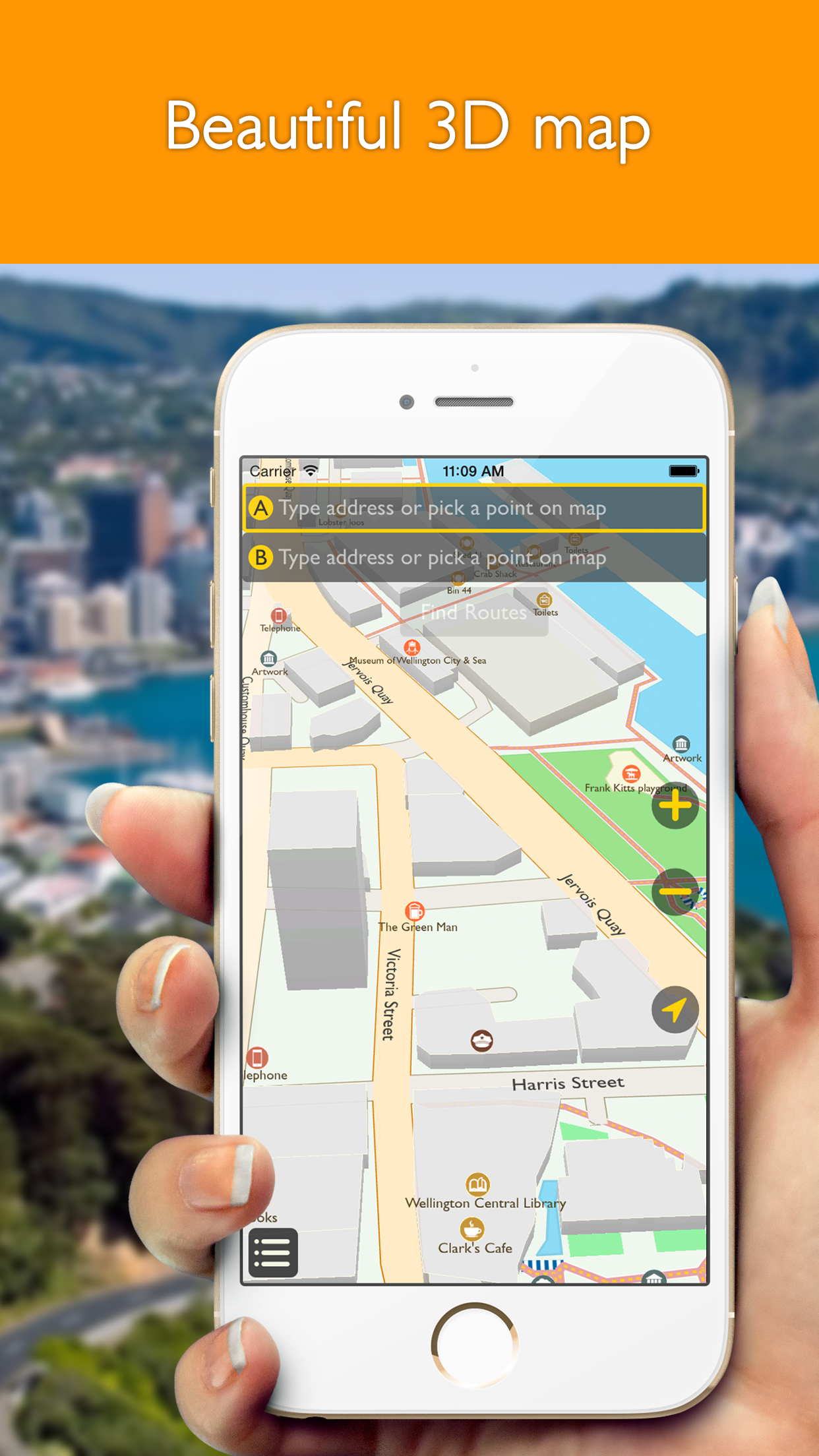 Wellington offline map with public transport route planner for my journey