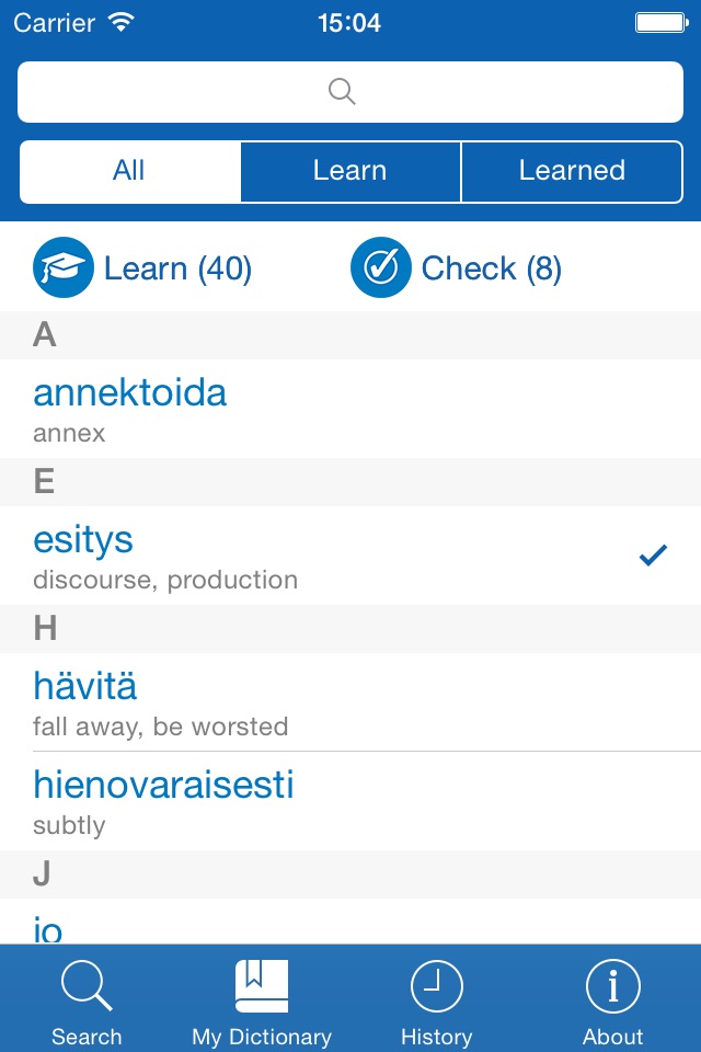 Finnish <> English Dictionary + Vocabulary trainer screenshot 3