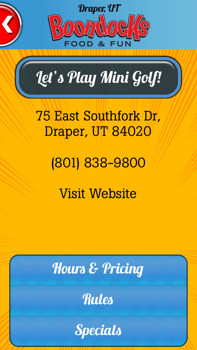 Boondocks Mini Golf Scorecard