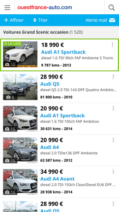 Ouest France Auto | Annonces voiture occasion & cote gratuite screenshot 2