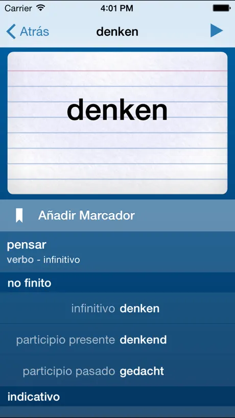 Entrenador de verbos alemanes