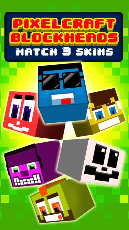 Funny Pixel Faces on Blocks Match 3 Puzzle Game