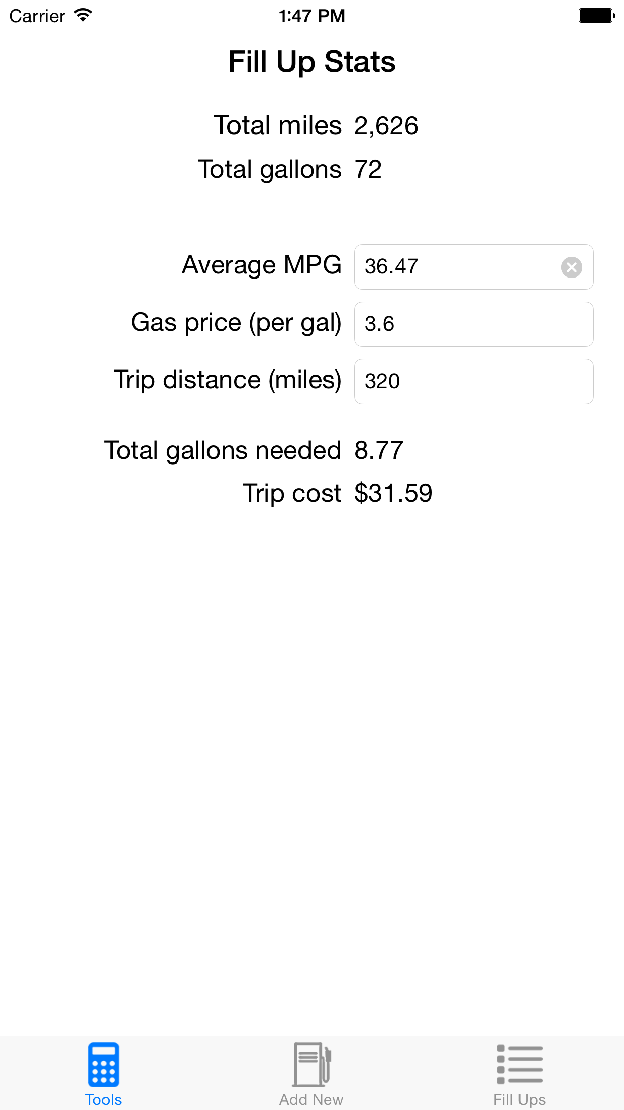 Fill Up Tracker