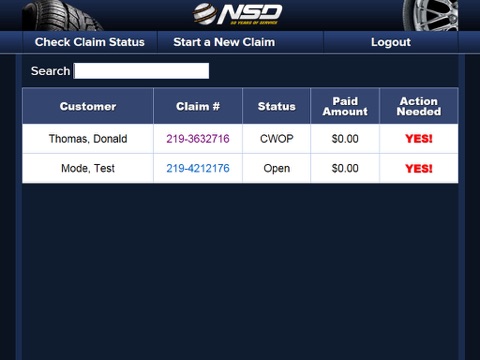 Road Hazard Tire Claims iPad screenshot 1 - Travel app