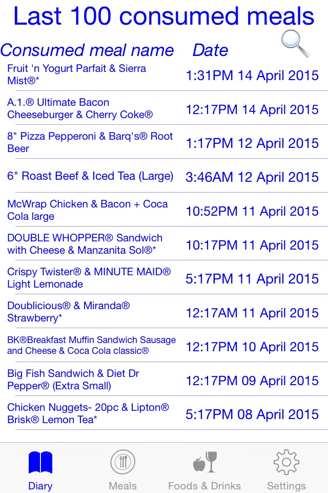 Meals Diary screenshot 2