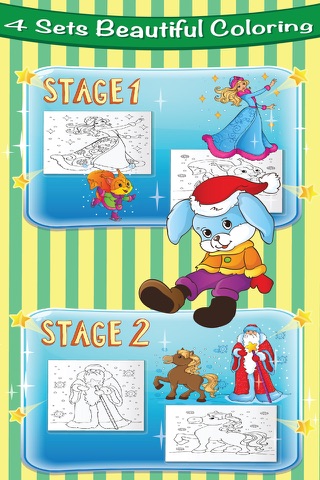 Christmas Coloring Page : Santa with Animal Pet Collection Theme Cute Pretty for Kids screenshot 3