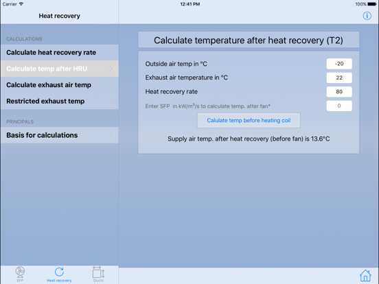 HVAC-calculator iPad screenshot 4 - Productivity app