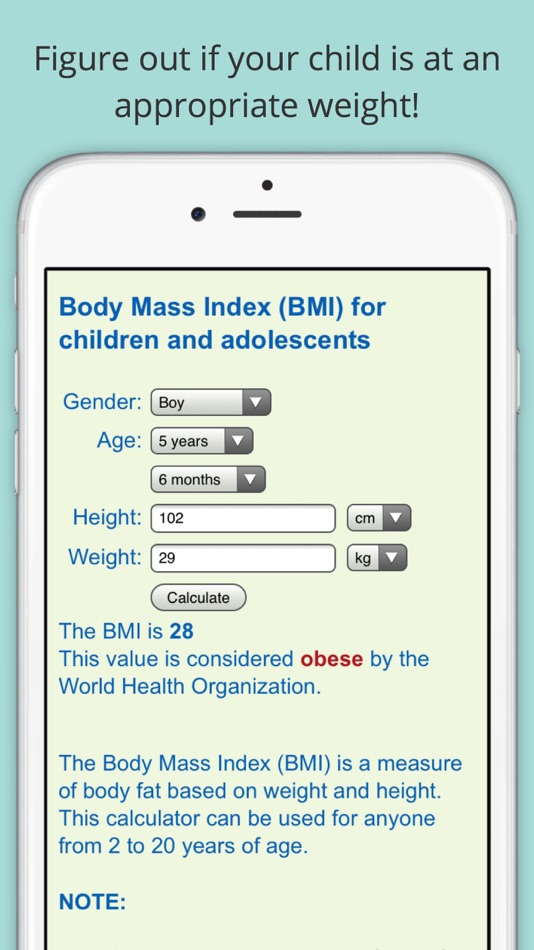 Child BMI Calculator (Body Mass Indicator for Children and Adolescents) - 1.2.0 - (iOS)