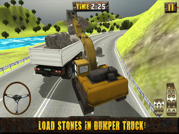 Real Hill Dump Truck and Excavator Crane Simulator