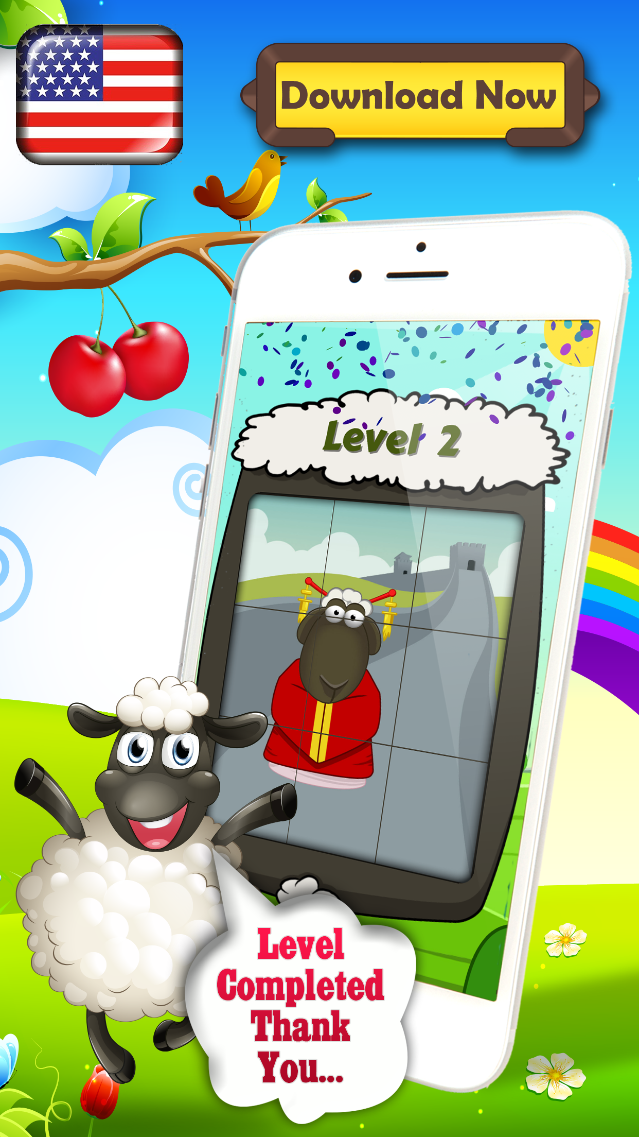 15 Puzzle Sheep Free Classic Sliding Tiles game! - Hard Version screenshot 2