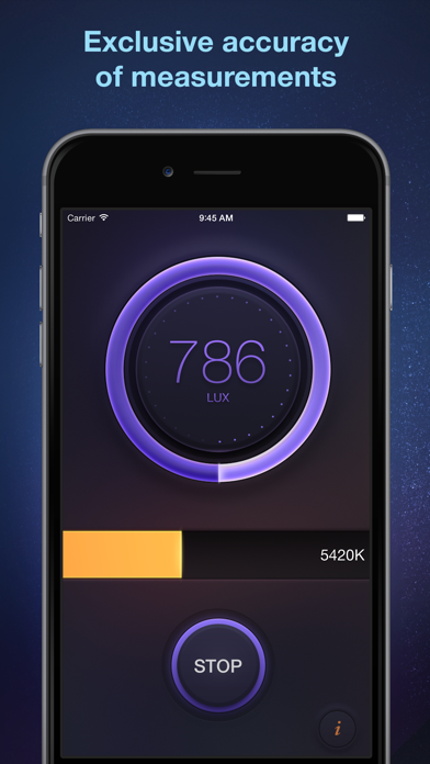 Lux Meter - light measurement tool for measuring lumens, foot candles, lx and light temperature Screenshot