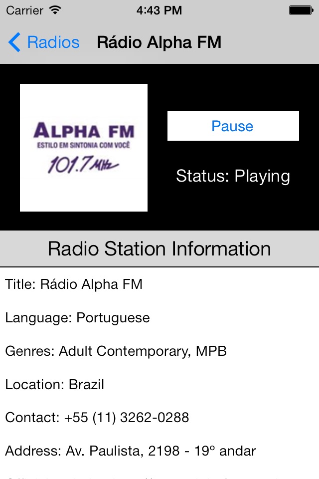 Brazil Radio Live Player (Brasília / Portuguese / português / Brasil rádio) screenshot 3