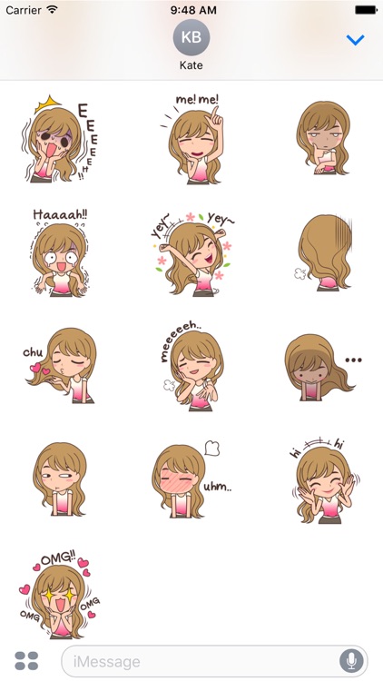 Cheerful Girl Sticker for iMessage by AMSTICKERS
