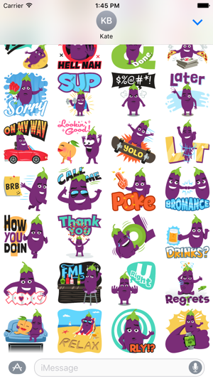 Eggplant Life: Emoji inspired stickers by EmojiOne(圖2)-速報App
