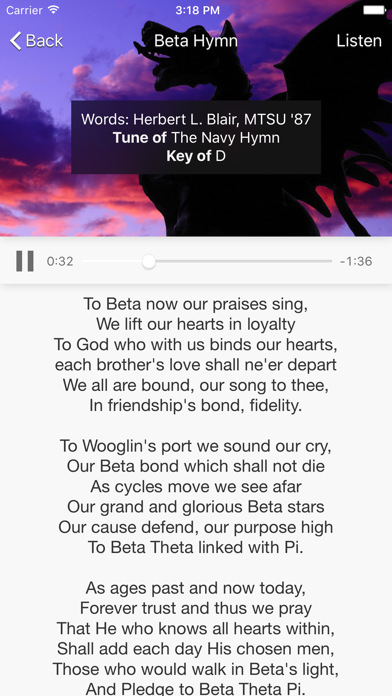 Beta Tunes (Beta Theta Pi) iPhone screenshot 2 - Education app