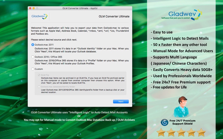 #1. OLM Converter Ultimate - AppEd (macOS) 由: Gladwev Software Private Limited